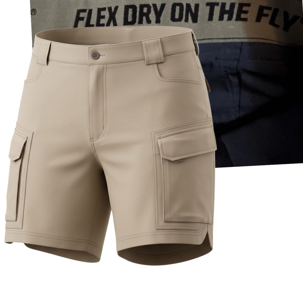 Duluth Trading Co Cargo Shorts Men 44 Tan Flex Dry On The Fly Relaxed Fit
